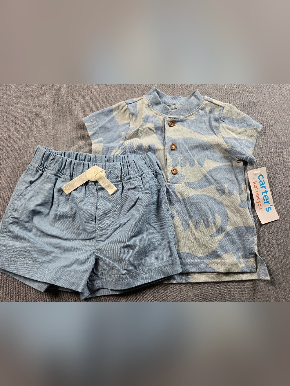 Carter's Blue and Cream Toddler Matching Short Set